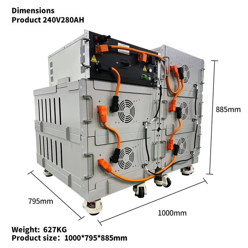 240V 280AH 67.2KWH High Voltage Lithium Power Battery