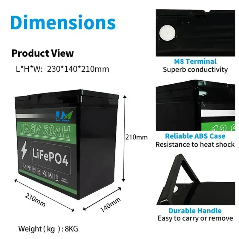 12.8V 50ah LiFePO4 Battery Portable Power Station Solar System Battery