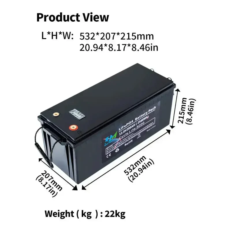 12.8V 200AH Lithium Battery Pack for Solar Storage