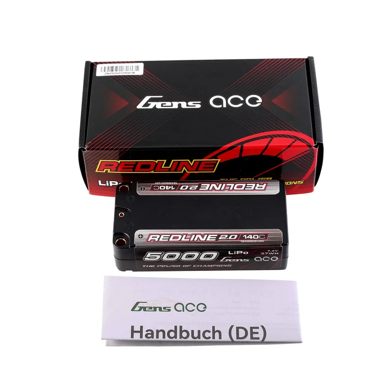 Gens ace Redline 2.0 5000mAh 2S 140C Shorty Lipo-Akku mit 5,0mm Bullet-Stecker
