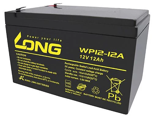 Kung Long WP12-12A F2 VdS Blei-Vlies-Akku, 12Volt, 12Ah mit 6,3mm Faston Anschluss