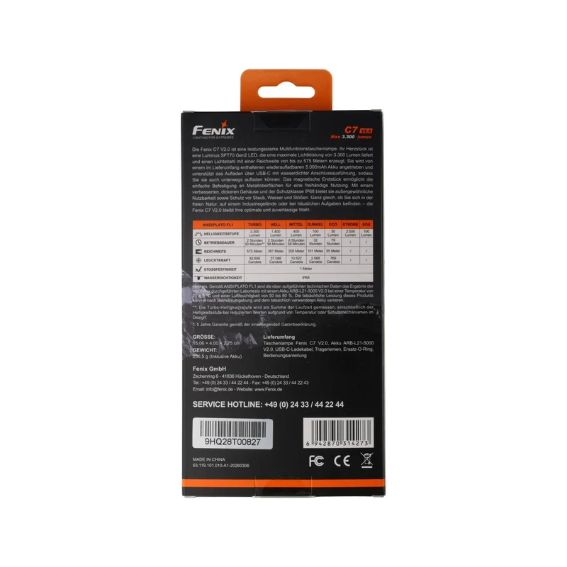 Fenix C7 V2.0 LED Taschenlampe mit USB Anschluss