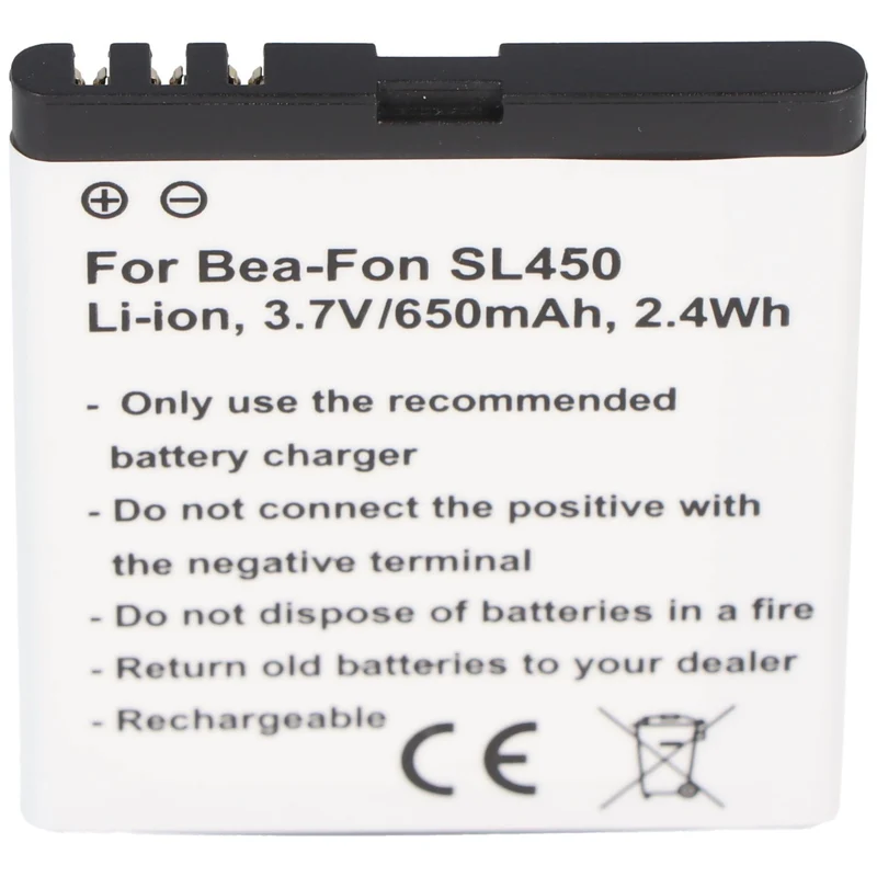 AccuCell Akku passend für Bea-Fon SL450, SL560 3,7 Volt 650mAh