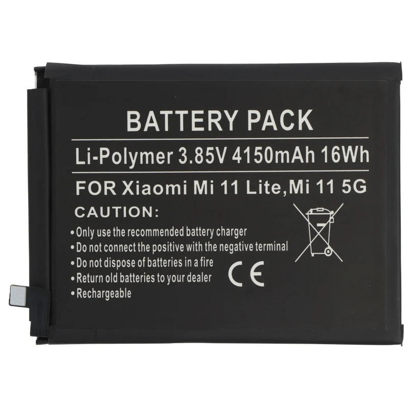 AccuCell Akku passend für Xiaomi Mi 11 Lite, Mi 11 5G, Li-Polymer, 3,84V, 4150mAh