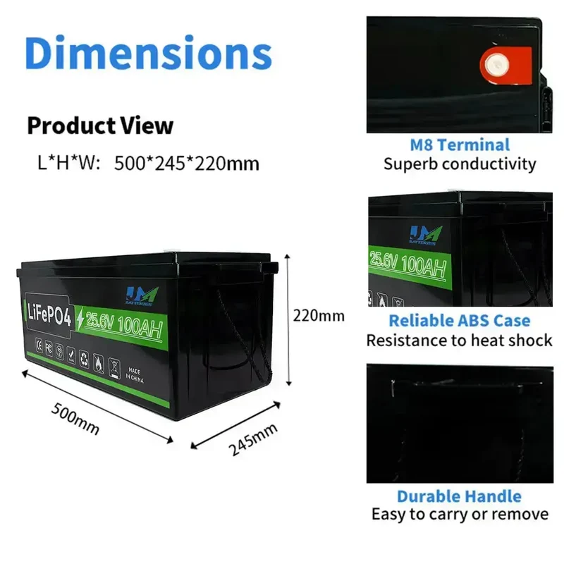 24V 25.6V 100AH LiFePO4 Renewable Battery Pack Battery