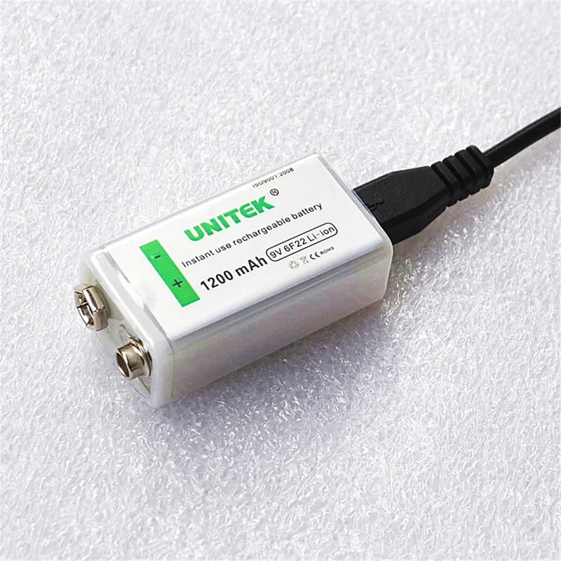 2 STÜCKE USB 9 V Lithium Ionen Akku 1200 mAh 6F22 Lithium Batterie Mikrofon Gitarre EQ Rauchmelder Multimeter Hubschrauber