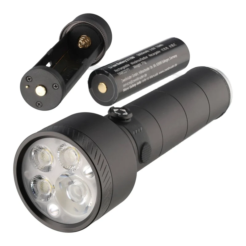 Zweibrüder ZB8T mit 4.000 Lumen 340 m Reichweite, Autofokus, Ladestation