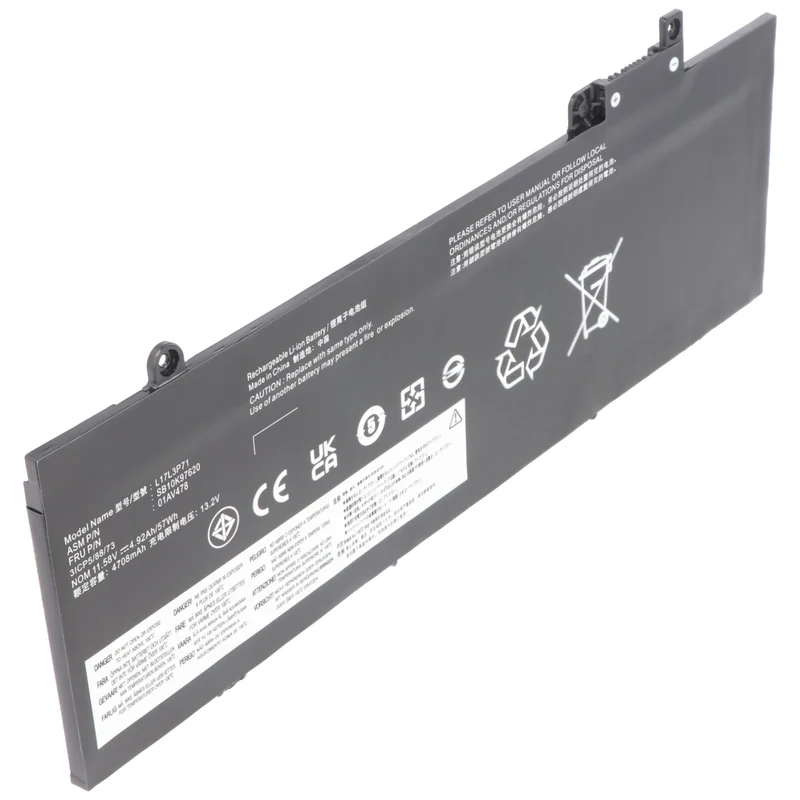 AccuCell Akku passend für Lenovo ThinkPad T480s, 01AV478, 01AV479, L17L3P71, L17M3P72, 11,58V, 4600mAh