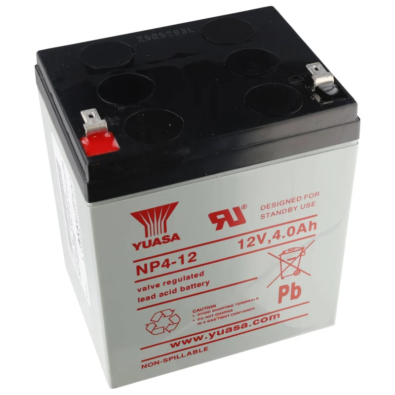 Yuasa NP4-12 Bleiakku NP4-12 mit 12 Volt und 4Ah, 4,8mm Faston Kontakt