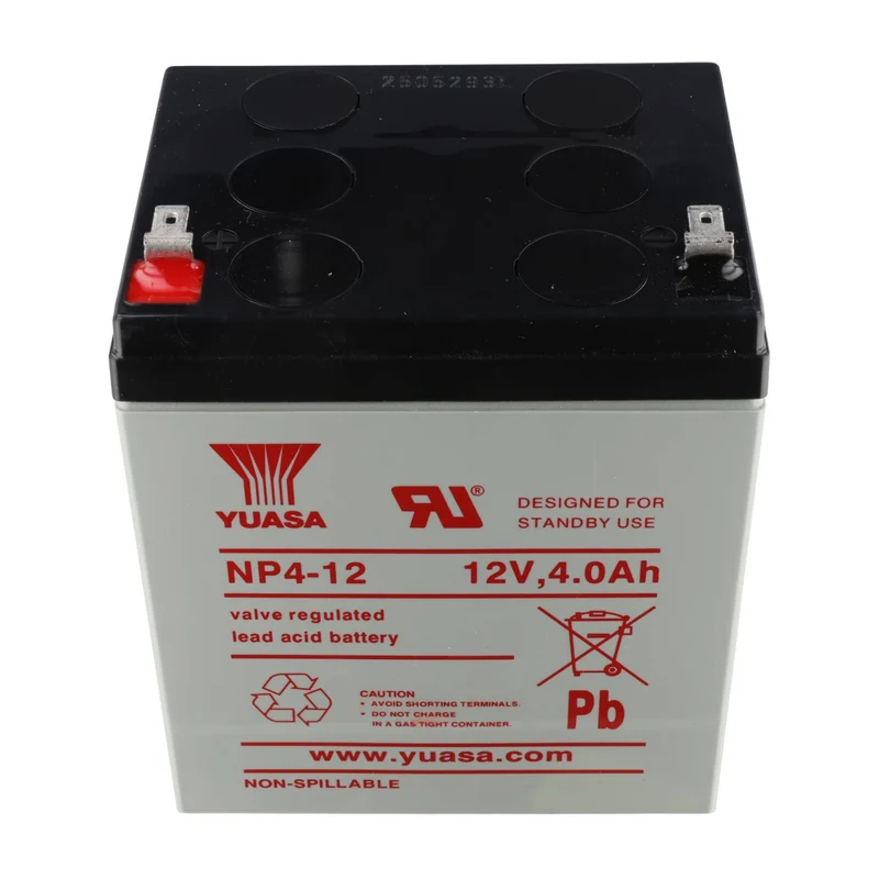 Yuasa NP4-12 Bleiakku NP4-12 mit 12 Volt und 4Ah, 4,8mm Faston Kontakt