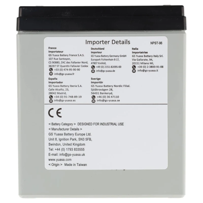 Yuasa NP4-12 Bleiakku NP4-12 mit 12 Volt und 4Ah, 4,8mm Faston Kontakt