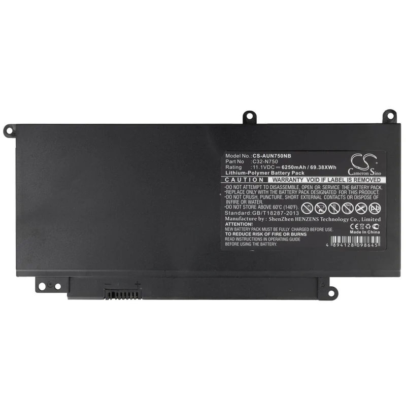 AccuCell Akku passend für Asus N750 Serie, ersetzt Typ C32-N750, LiPo 11,1V 6250mAh
