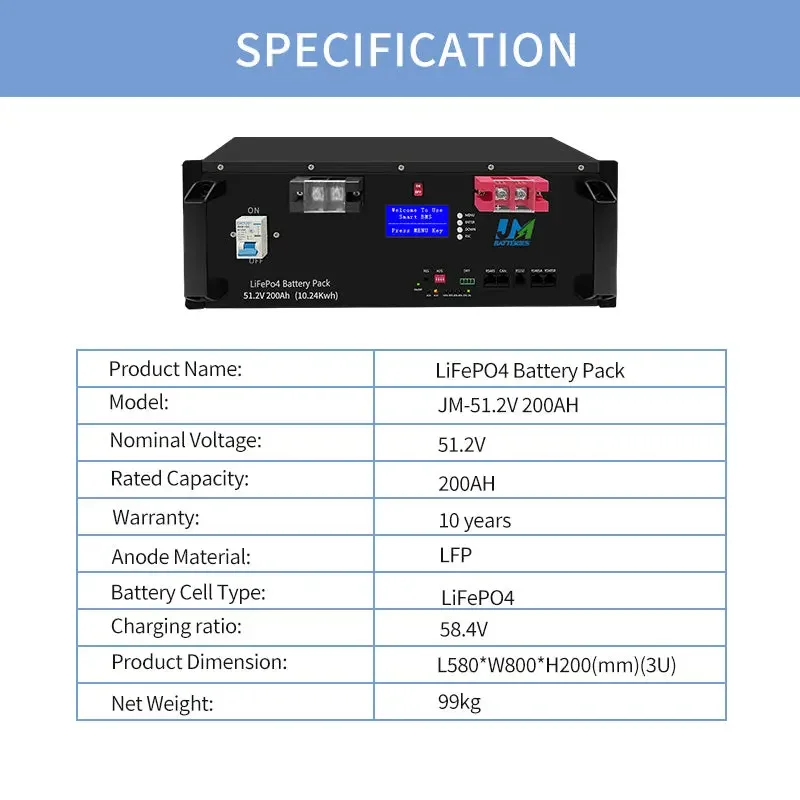 51.2V 200Ah Lithium Solar Battery For home