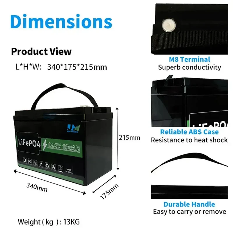12.8V 100AH 150AH 200AH Lithium Ion Batteries