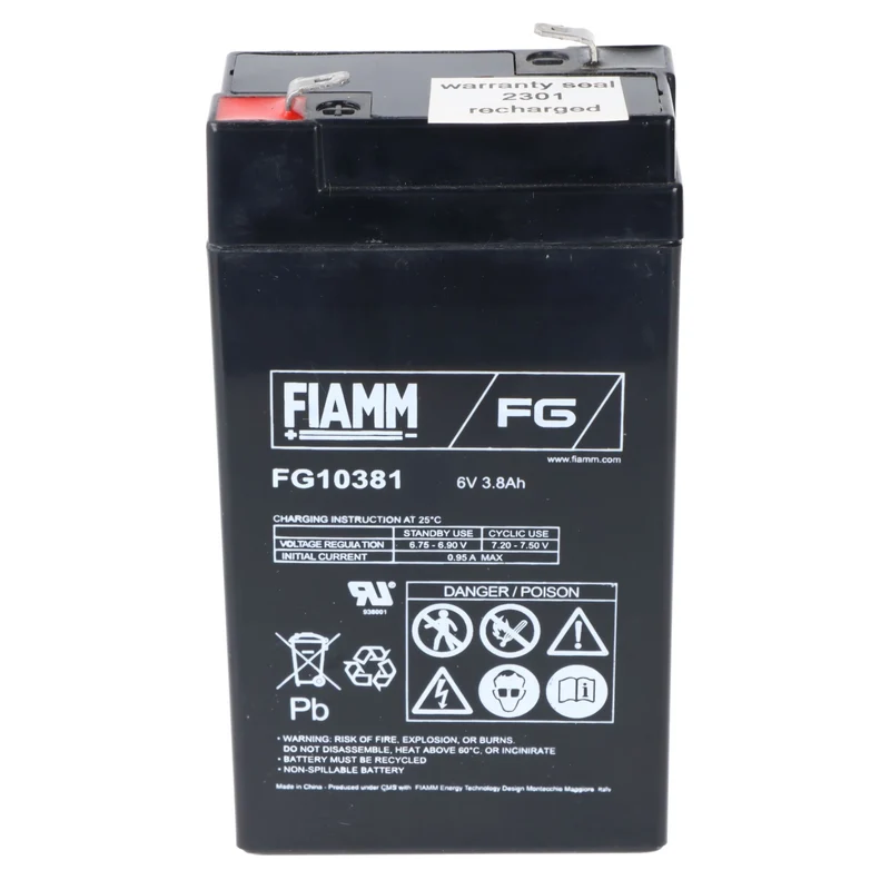 FIAMM Blei Akku FG10381, kompatibel für Multipower MP3.8-6 Akku MP3,8-6, Panasonic LC-R063R2PG