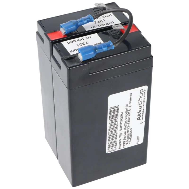 FIAMM Blei Akku FG10381, kompatibel für Multipower MP3.8-6 Akku MP3,8-6, Panasonic LC-R063R2PG