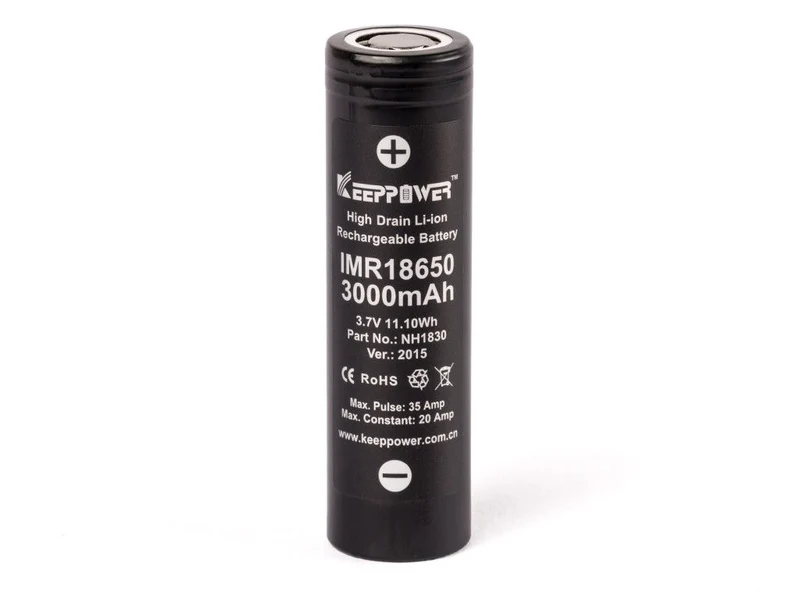 Keeppower IMR18650 - 3000mAh, 3,6V - 3,7V Li-Ion-Akku (Pluspol flach)
