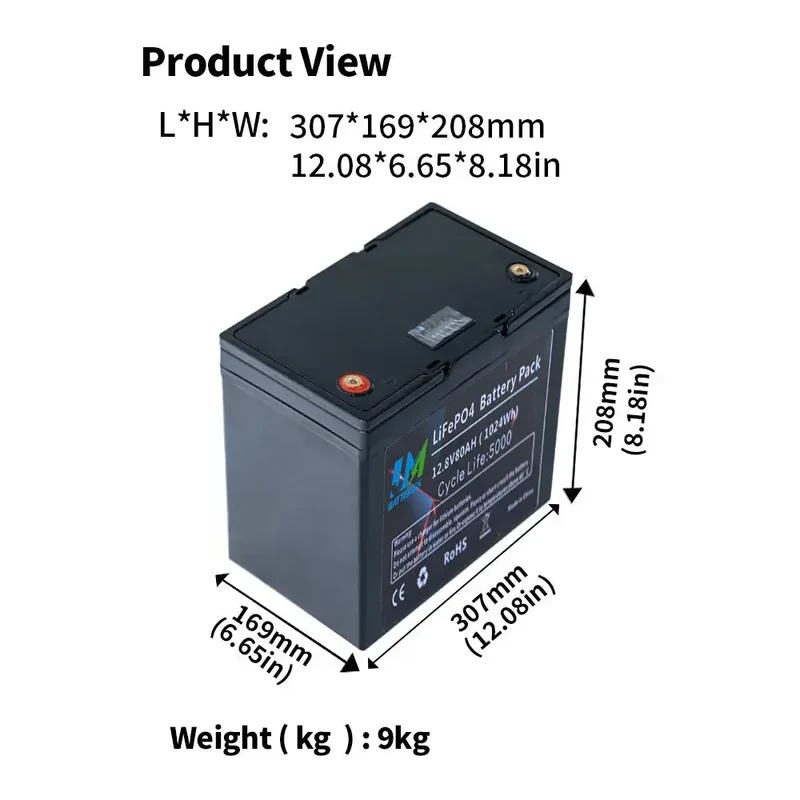 12.8V 80AH Lithium Ion Solar Batteries