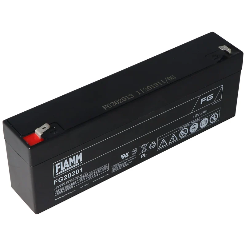 Fiamm FG20201 Akku 2,0Ah PB Blei Akku wartungsfrei, mit 4,8mm Steckkontakten
