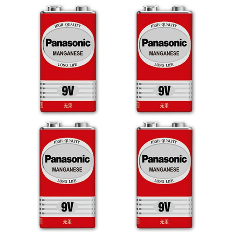 4 Stück 9V Kohlebatterie für Spielzeug, Fernbedienung, Universalmultimeter, drahtloses Mikrofon