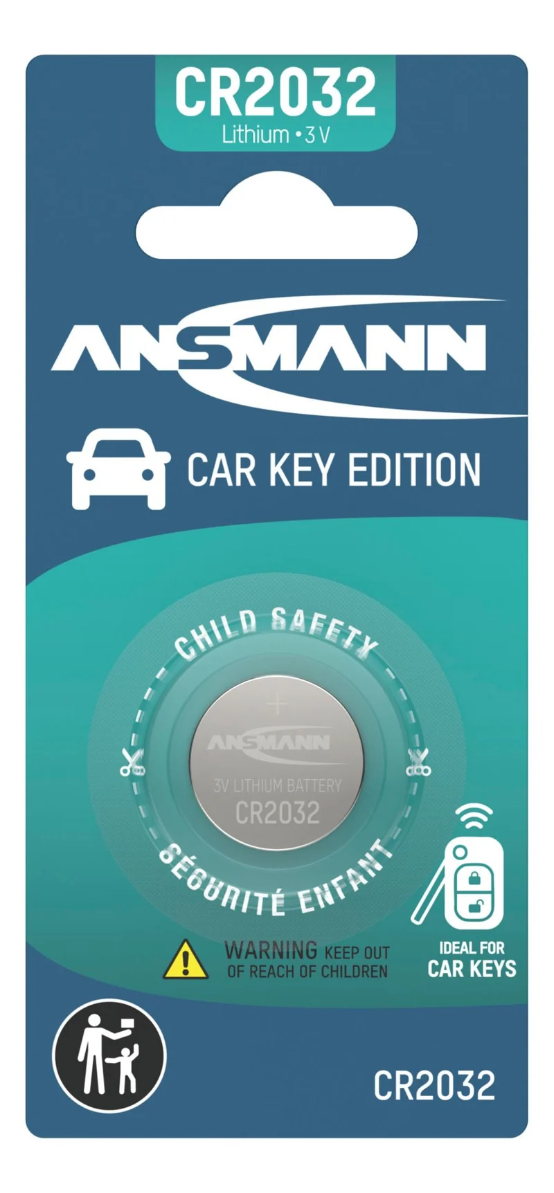Ansmann Lithium Knopfzelle CR2032, Car Key Edition, ideal für den Autoschlüssel geeignet, 3 Volt