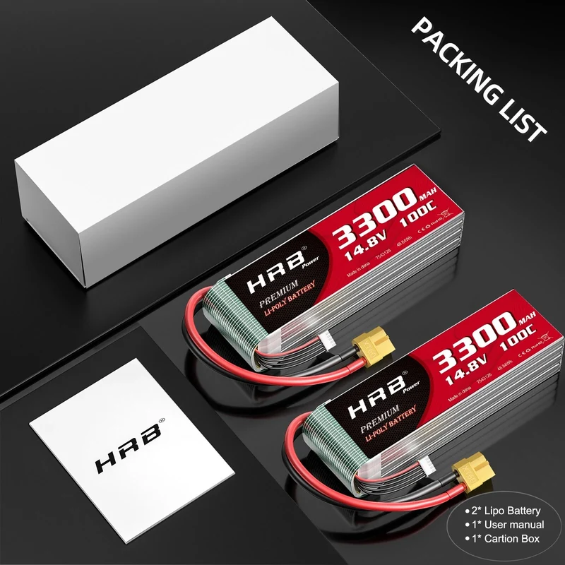 HRB 14,8V 4S LiPo-Akku 3300mAh 100C mit XT60-Stecker (2 St.)