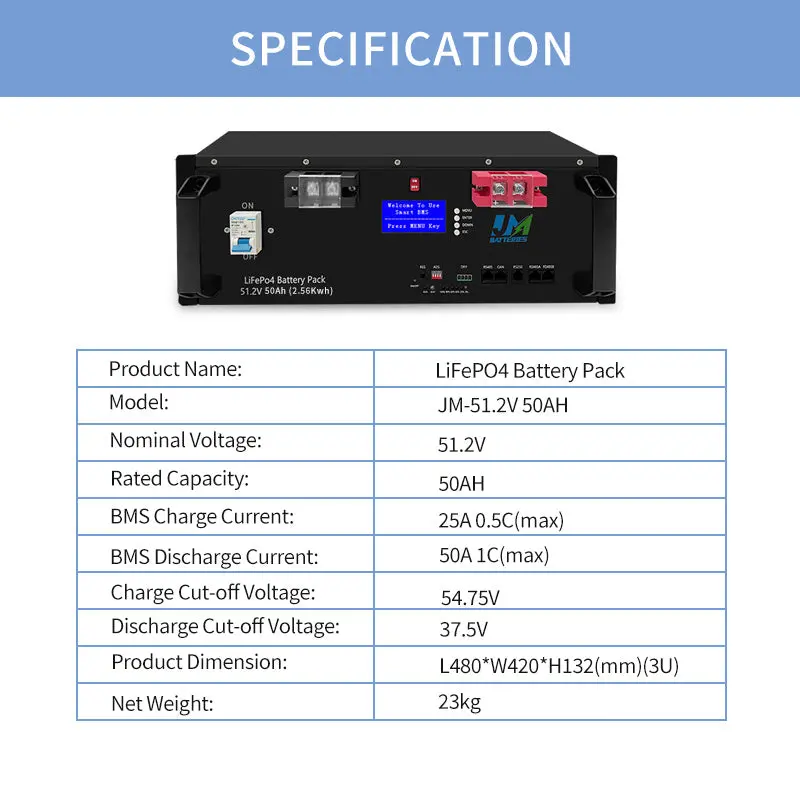51.2V 50ah 100ah 150ah 200ah Deep Cycle Cabinet LiFePO4 Battery