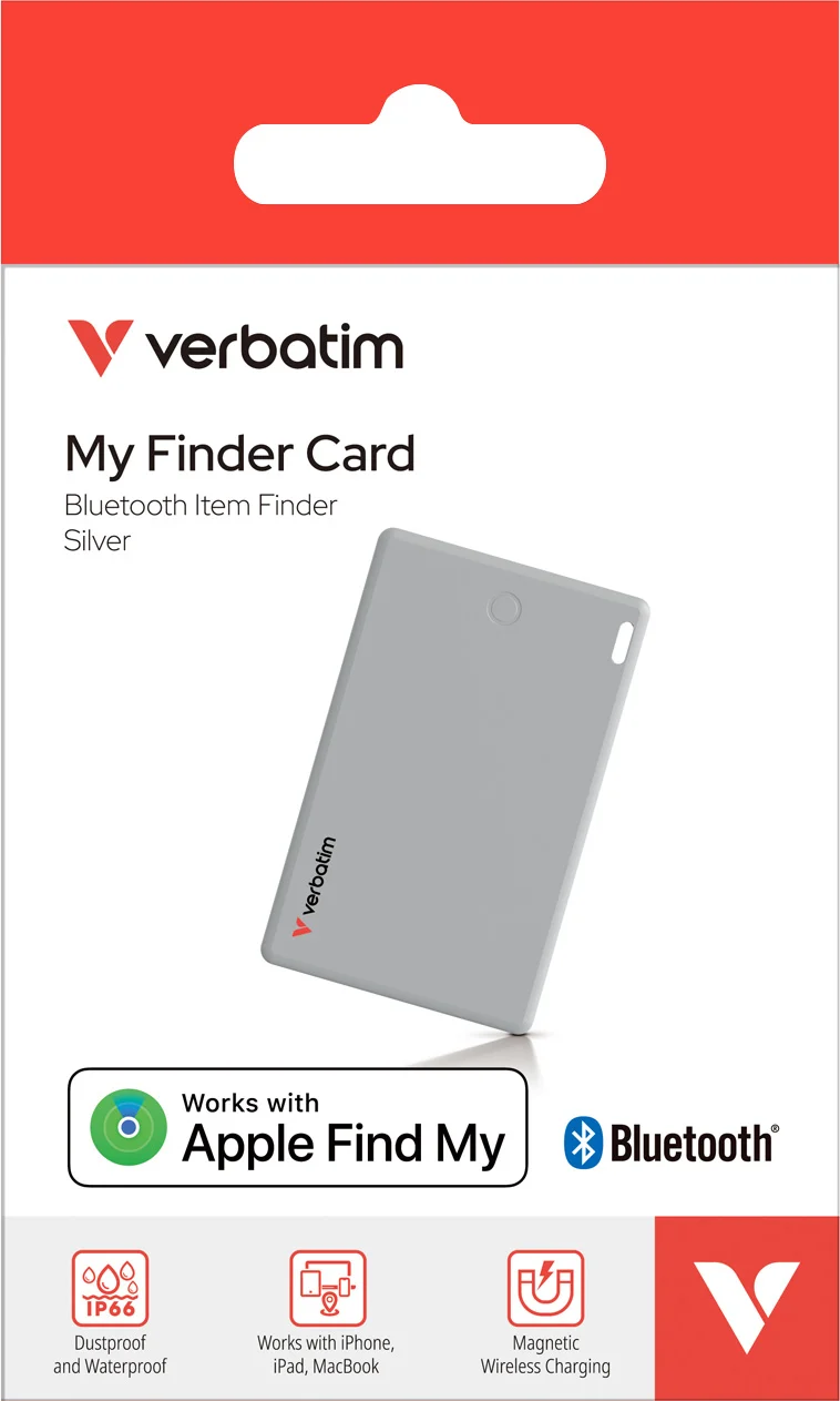Verbatim Tracker, My Finder Card, MYFCR-01S, silber Bluetooth, Akku, für Apple Find My App