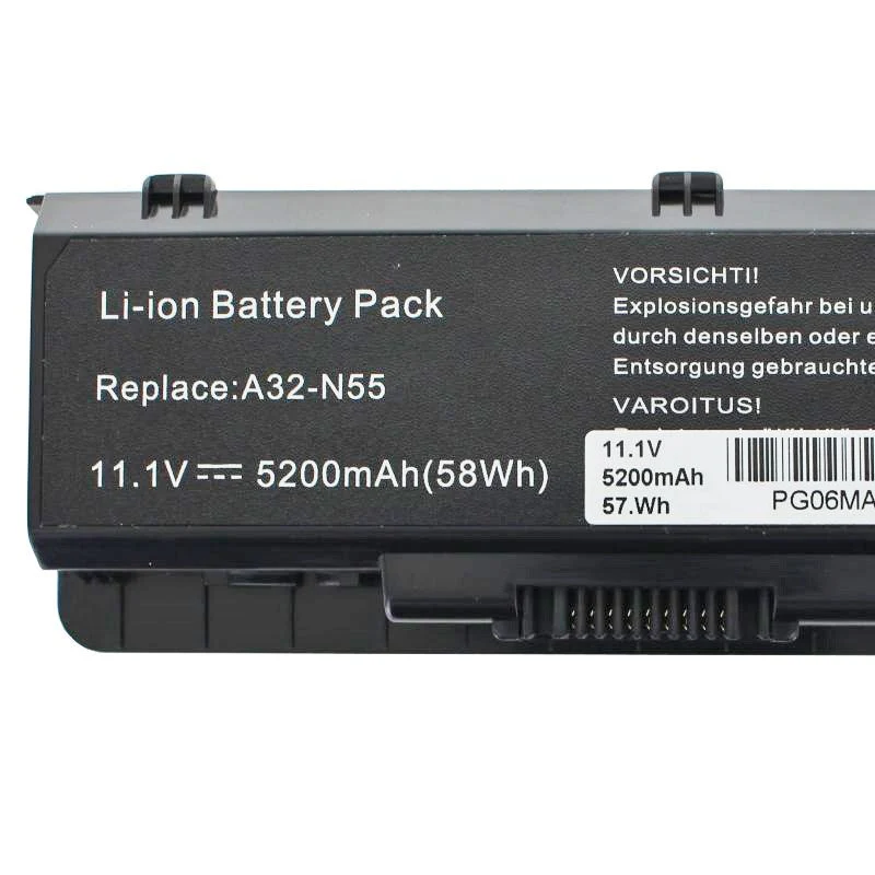 AccuCell Asus N45, N55, N75 Akku A32-N55 Ersatz-Akku 10,8V mit 5200mAh