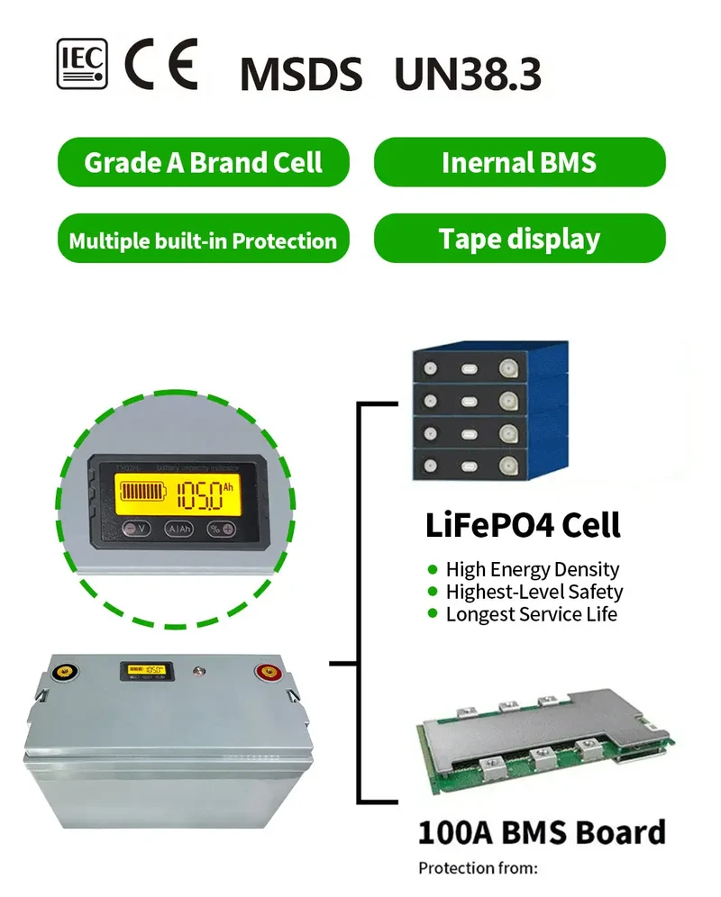 LiFePo4 1 2.8V 100AH lithium battery