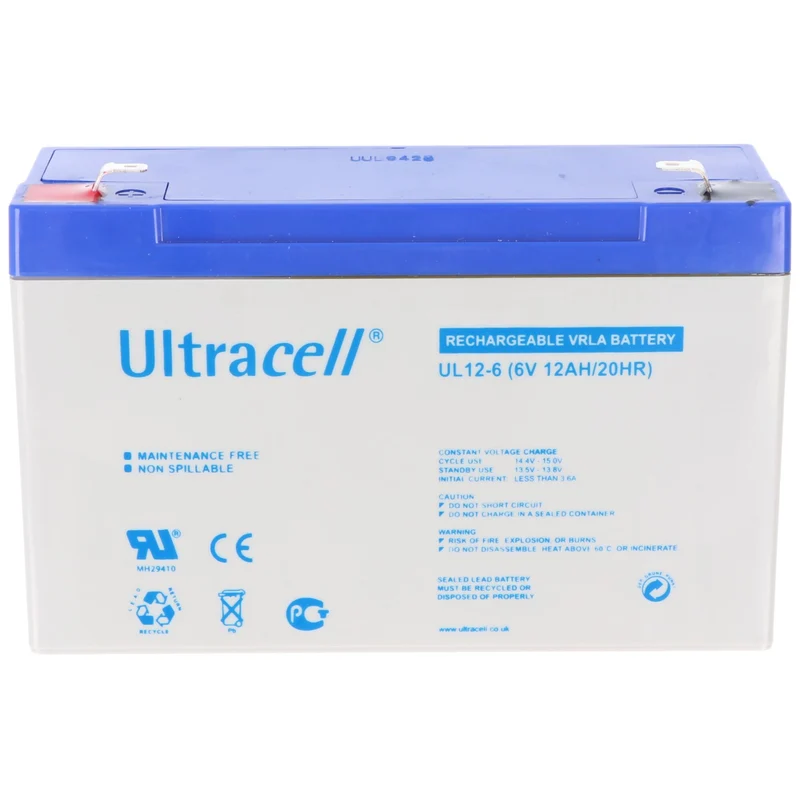 Ultracell UL12-6 Blei Akku 6 Volt 12Ah mit Faston 4,8mm Kontakten