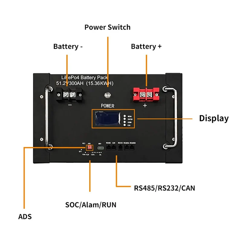15KWH 51.2V 300A Solar Energy Storage Stackable Battery