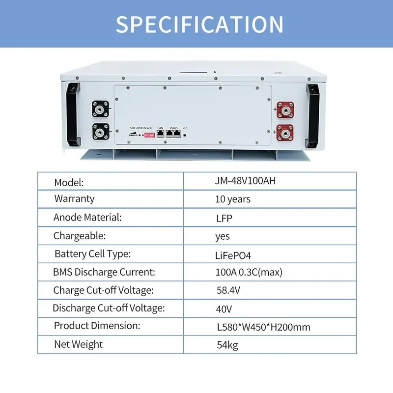 51.2V 100AH Wall Mounted Lithium Ion Battery