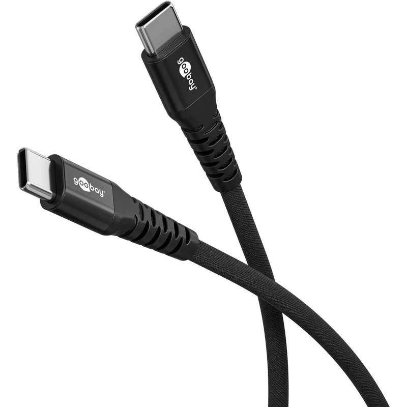 Goobay USB-C Supersoftes Textilkabel mit Metallsteckern, USB-C auf USB-C, 60 W, schwarz