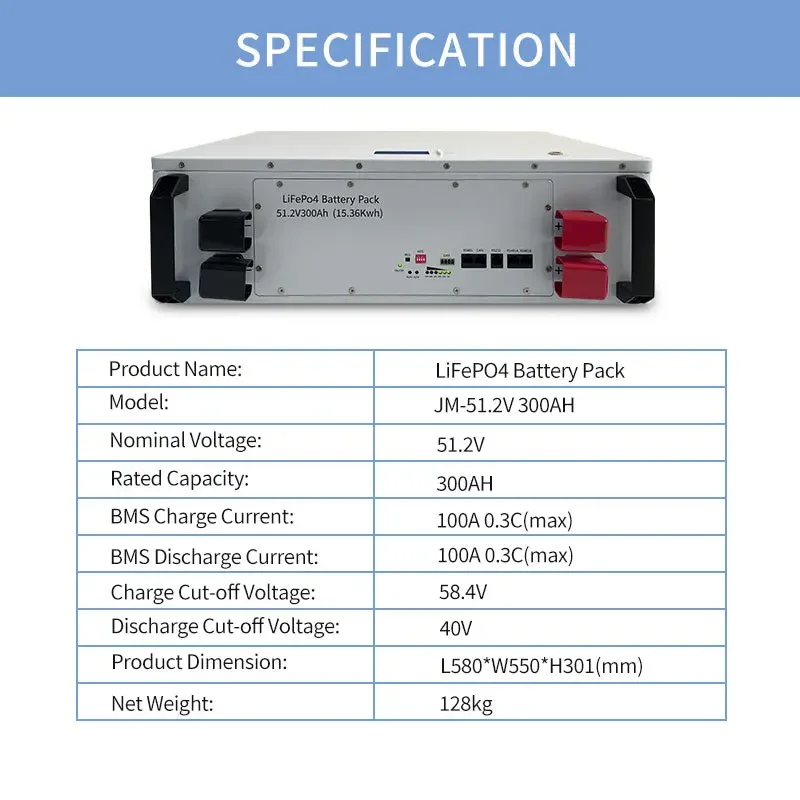 51.2V 300AH Wall Mounted Battery Lifepo4 Battery