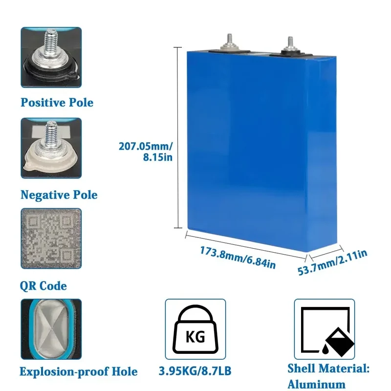 LISHEN 202Ah LiFePO4 Battery Cells - Brand New Grade A with QR Code