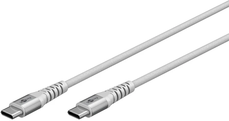 Goobay USB-C Supersoftes Textilkabel mit Metallsteckern, USB-C auf USB-C, 60 W, weiß