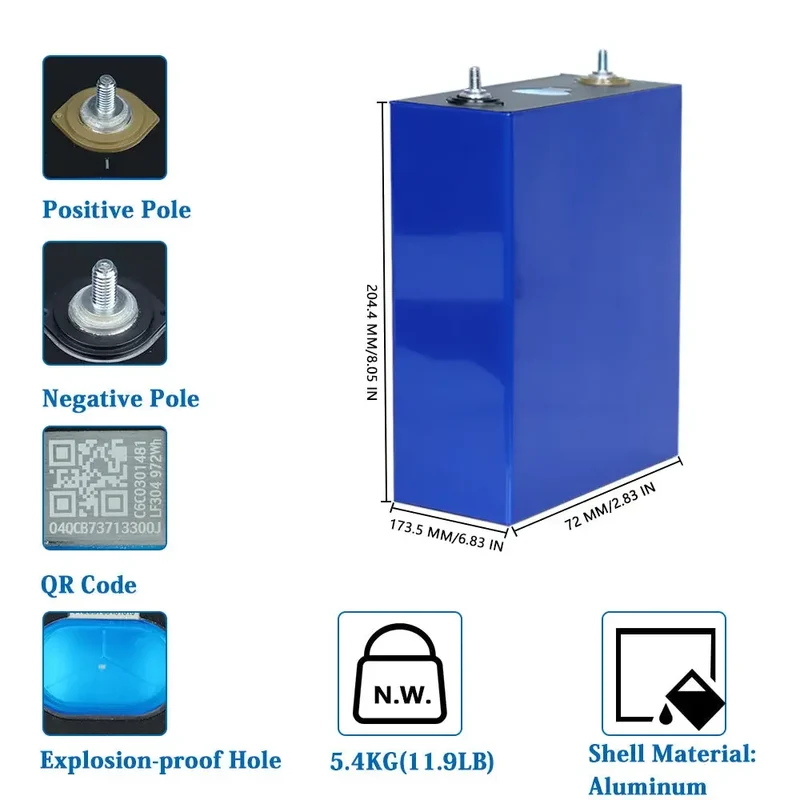 EVE 304Ah LiFePO4 Battery Cells - Brand New Grade A with QR Code