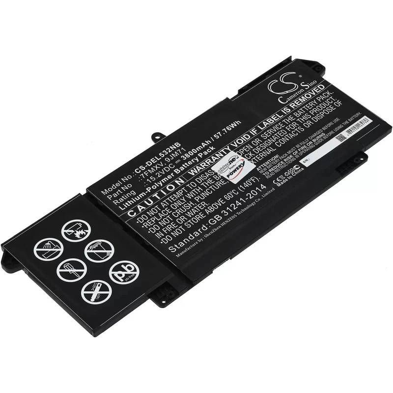 AccuCell Akku passend für Laptop Dell Latitude 5320, Latitude 7420, Latitude 7520, Typ 7FMXV u.a. - 15,2V - 3800 mAh