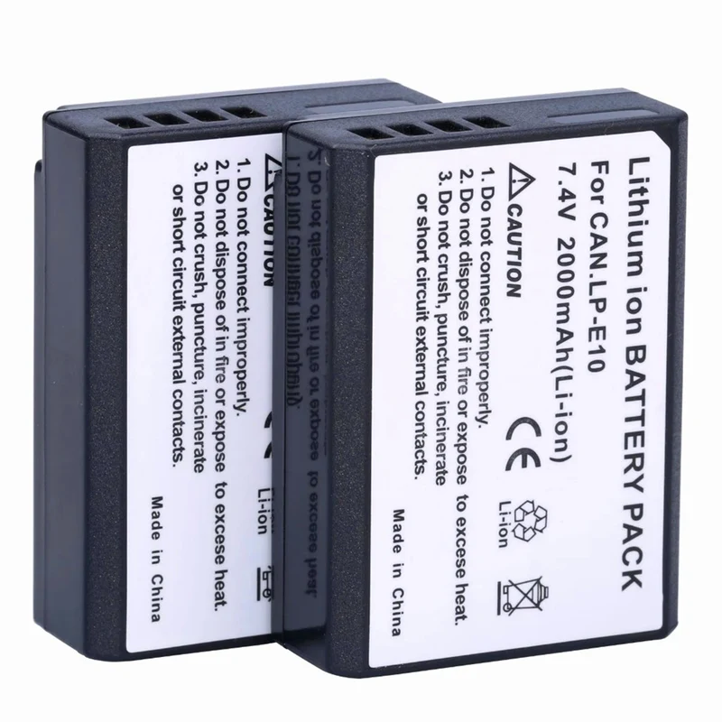 2PCS LP-E10 LP E10 LPE10 Kamera Akku für Canon EOS Rebel T3 T5 T6 Kiss X50 EOS 1300D