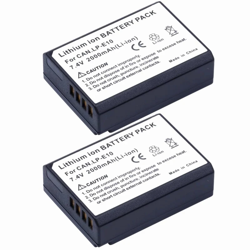 2PCS LP-E10 LP E10 LPE10 Kamera Akku für Canon EOS Rebel T3 T5 T6 Kiss X50 EOS 1300D