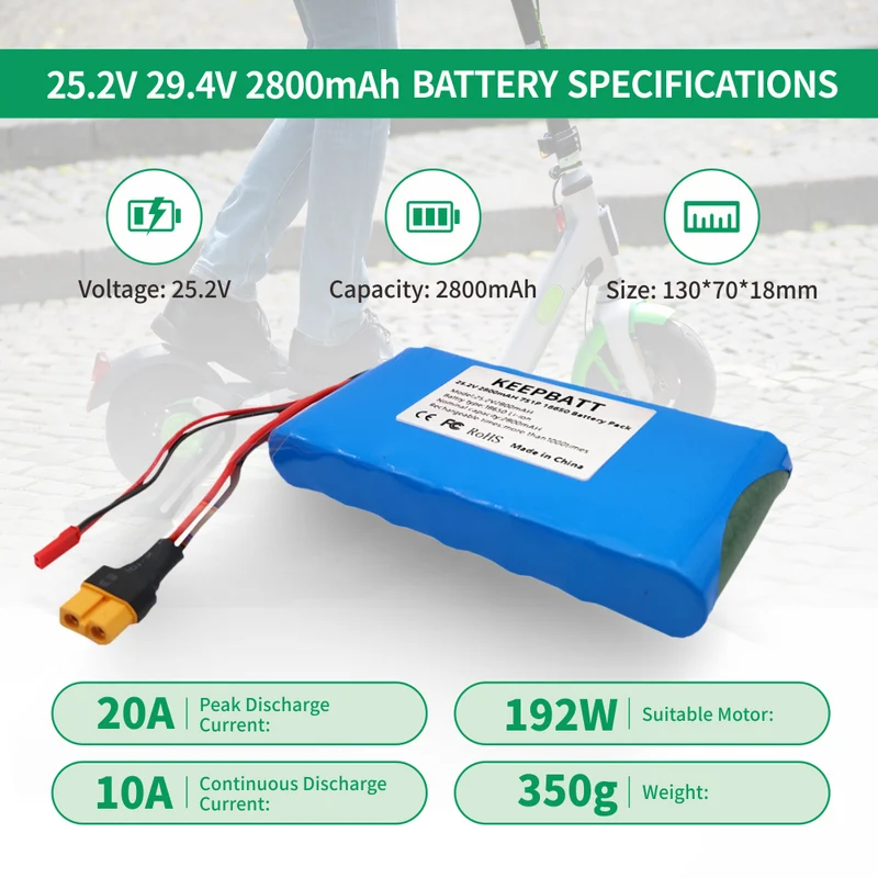 25.2V 2800mah 7S1P elektrischer Rollstuhl Elektroroller elektrisches Vierrad Skateboard kleines Fischbrett langes Brett Käfer Akku