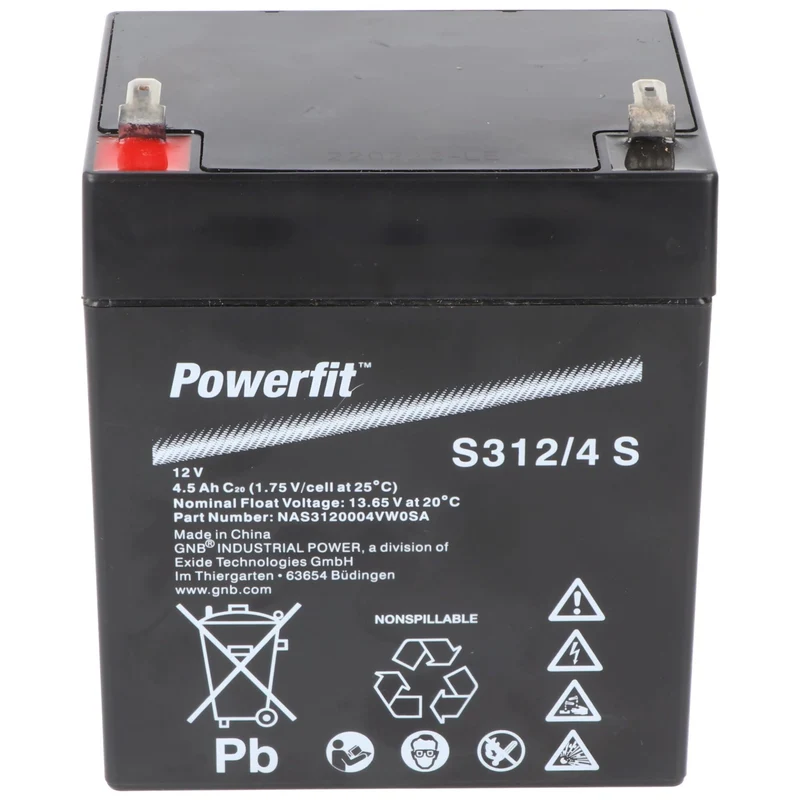 Exide Powerfit S312/4 S Blei Akku, Anschluss 4,8mm