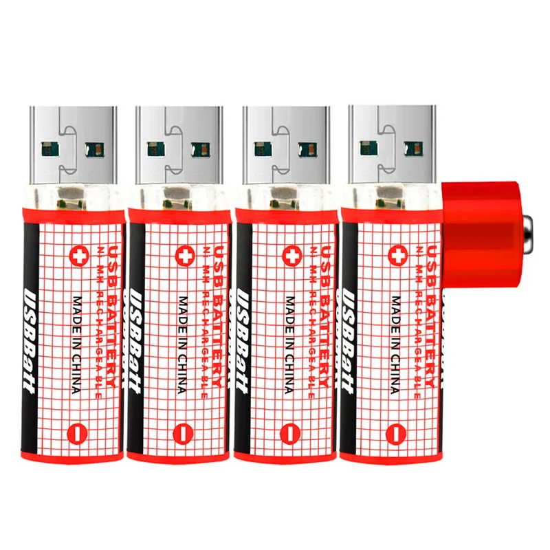 4PCS USB Mini AA Batterie Nimh AA 1,2V 1450MAH Akku NIMH USB AA 1450 mit Farbkarte CE FCC ROHS