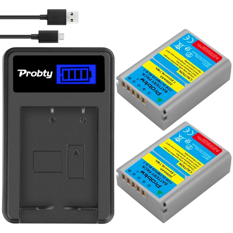 2PCS 1600mAh BLN-1 BLN 1 PS BLN-1 Akku + LCD USB Einkanal-Ladegerät für Olympus E-M5 OM-D