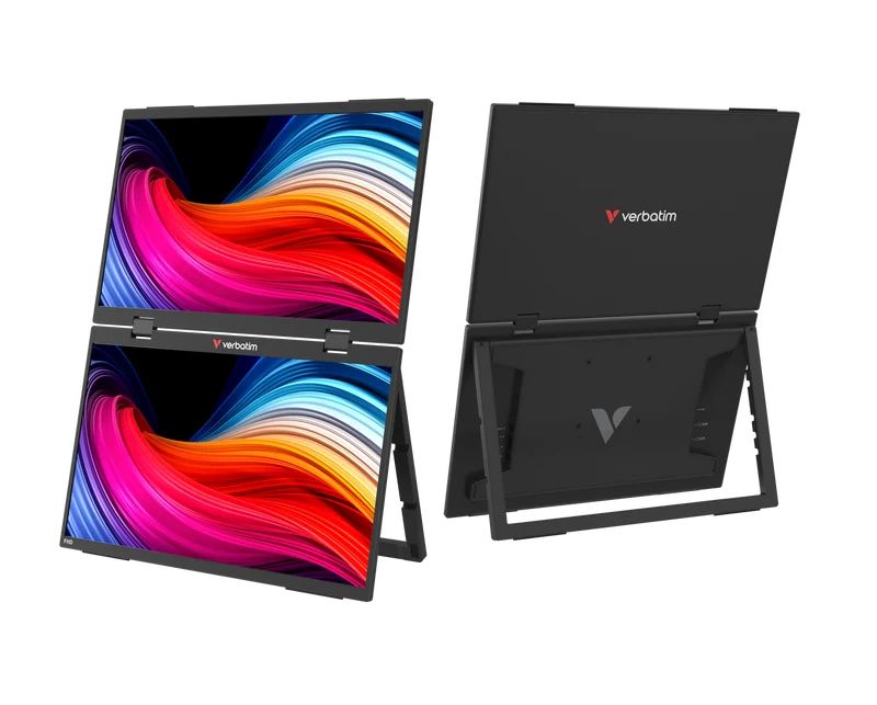Verbatim Portable Dual Monitor, 2 x 15.6'' (39.62cm), LCD, Full HD USB-C, Mini HDMI, IPS, 16:9, inkl. Hülle, Retail