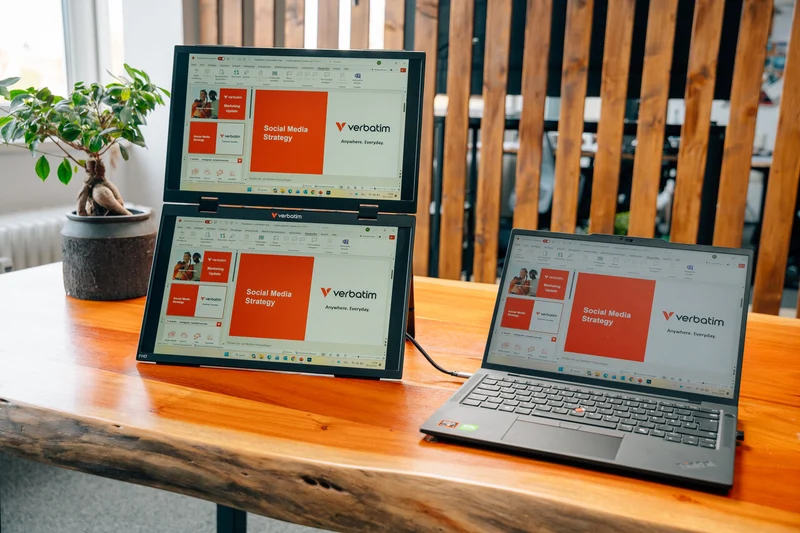 Verbatim Portable Dual Monitor, 2 x 15.6'' (39.62cm), LCD, Full HD USB-C, Mini HDMI, IPS, 16:9, inkl. Hülle, Retail