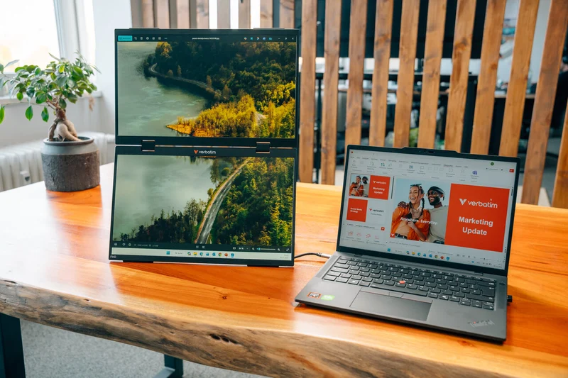 Verbatim Portable Dual Monitor, 2 x 15.6'' (39.62cm), LCD, Full HD USB-C, Mini HDMI, IPS, 16:9, inkl. Hülle, Retail