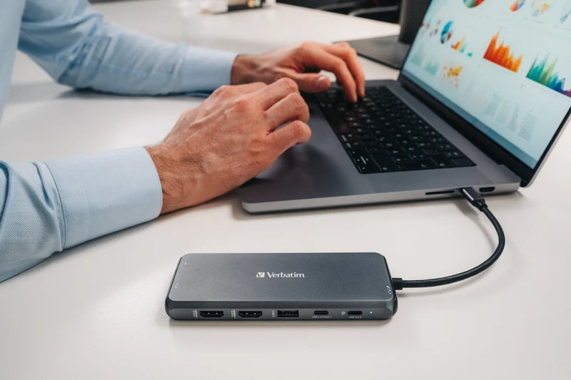 Verbatim Hub, Multiport, CMH-14, 2x USB 2.0-A, 4x USB 3.2-A, 2x USB 3.2-C VGA, 2x HDMI 4K, RJ45, Audio, SD, microSD, USB 3.1-C Kabel, Retail