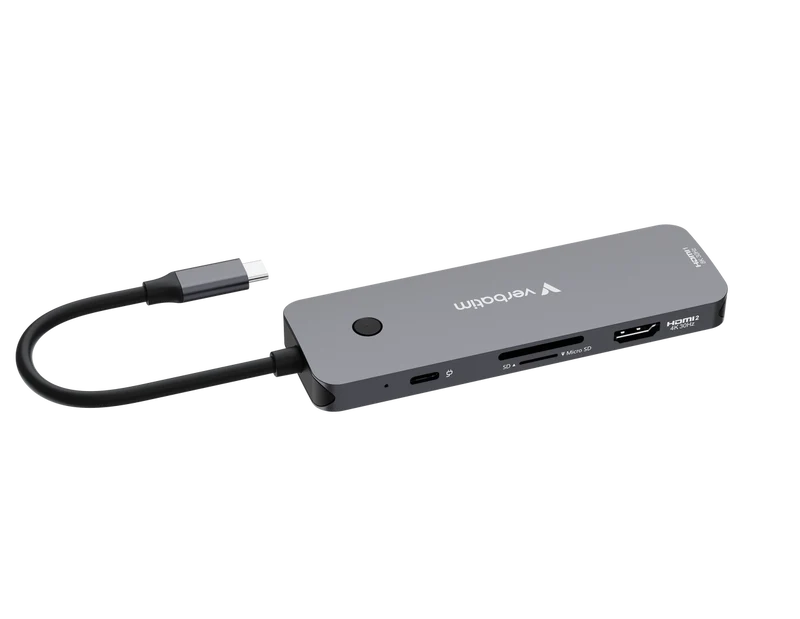 Verbatim Hub, Multiport, CMH-08, 3x USB 3.2-A, USB 3.2-C 2x HDMI 4K, SD, microSD, USB 3.1-C Kabel, Retail